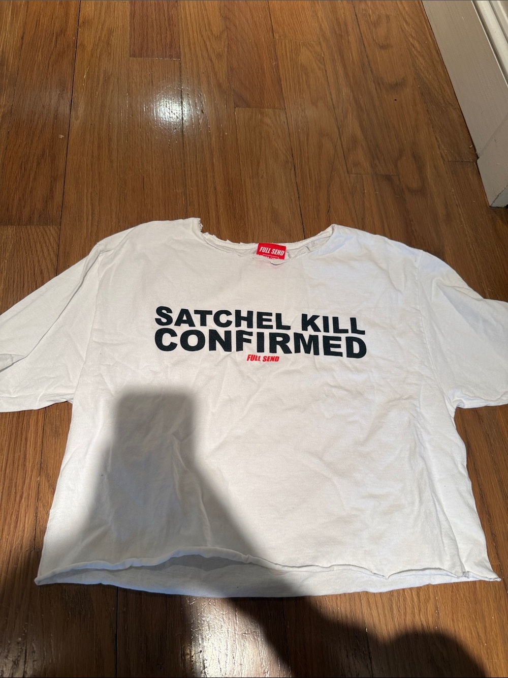 Full Send 'Satchel Kill Confirmed' White Short Sleeve Tee
